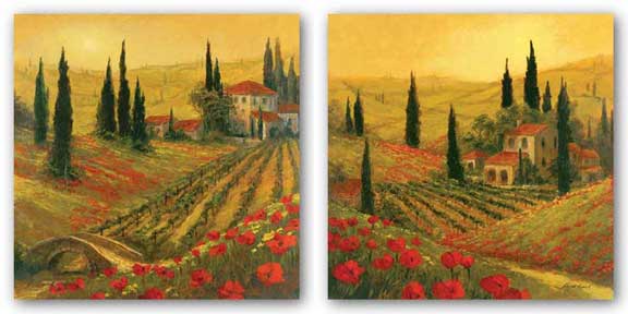 Poppies Of Toscano Set by Art Fronckowiak