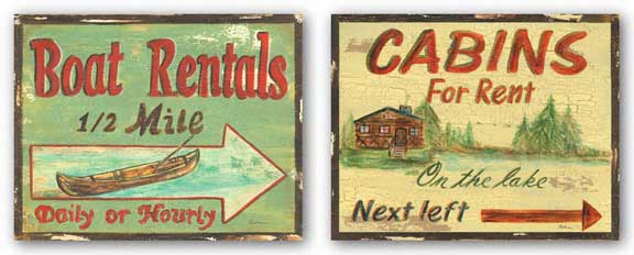 Cabin Rentals and Boat Rentals Set by Grace Pullen