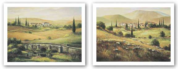 Quiet Fields Of Montalcino and Arno Bridge Set by Joe Sambataro