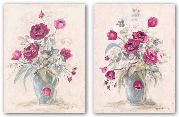 Crimson Roses Set by Peggy Abrams