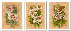 Foxglove, Rose, and Lily Fresco Set by Barbara Mock