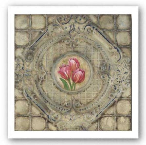 Victorian Tile - Red Tulips by Peggy Abrams