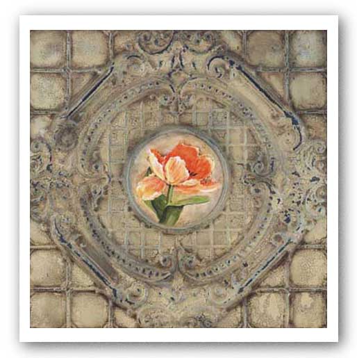 Victorian Tile - Orange Tulips by Peggy Abrams