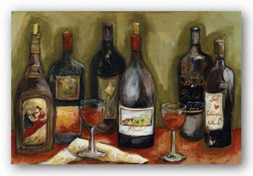 Wine Still Life With Olive Green Background by Nicole Etienne