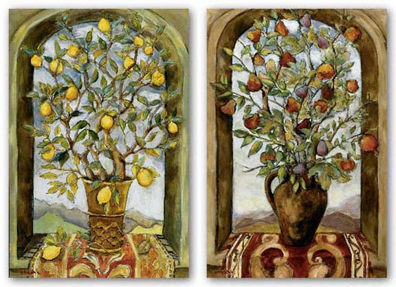 Bouquet Of Figs, Pears And Pomegranates and Lemon Branch Bouquet Set by Nicole Etienne