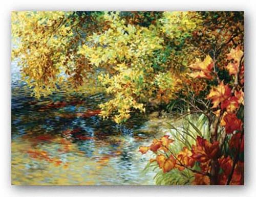 Creek And Fall Trees by Elizabeth Horning