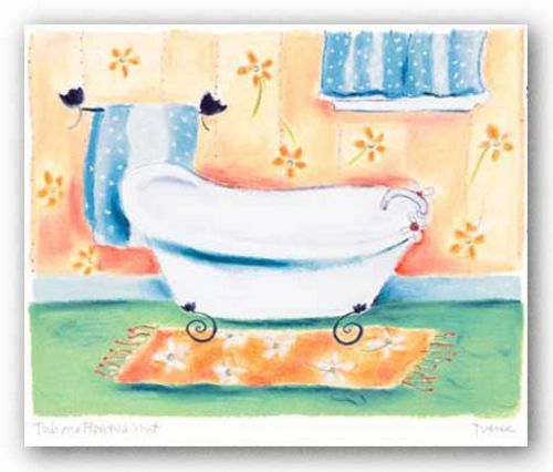 Tub On Flowered Mat by Dona Turner