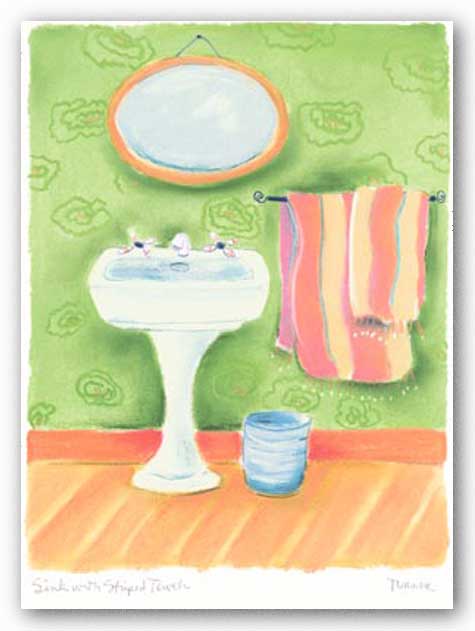Sink With Striped Towels by Dona Turner