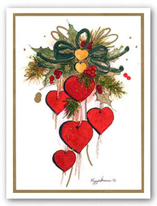 Hearts 'N Holly I Ornament by Peggy Abrams