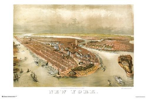 New York City Panoramic Map 1874
