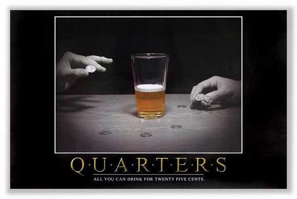 Quarters Beer Drinking Game Poster