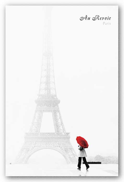Au Revoir - Paris Eiffel Tower Red Umbrella