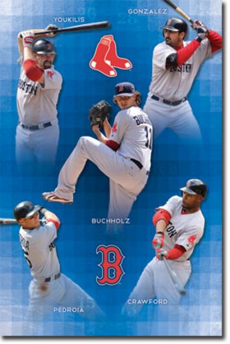 Boston Red Sox Collage - MLB (Kevin Youkilis Adrian Gonzalez Clay Buchholz Dustin Pedroia Carl Crawford)