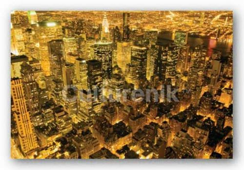 New York Manhattan At Night Golden