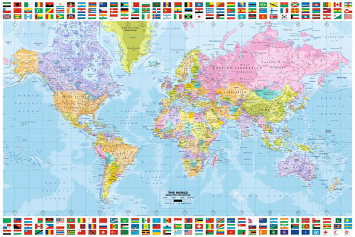 World Map Maxi Poster With Flags