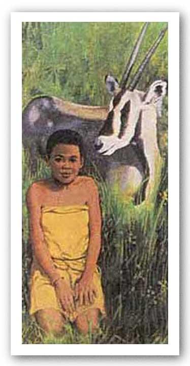 Uganda Child With Beisa Oryx by Cal Massey
